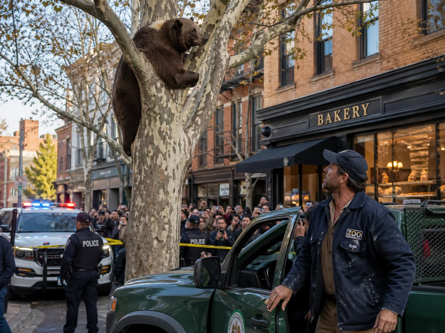 Bear Climbs Tree in Bustling City – Zookeeper Watches the Video and Goes Pale