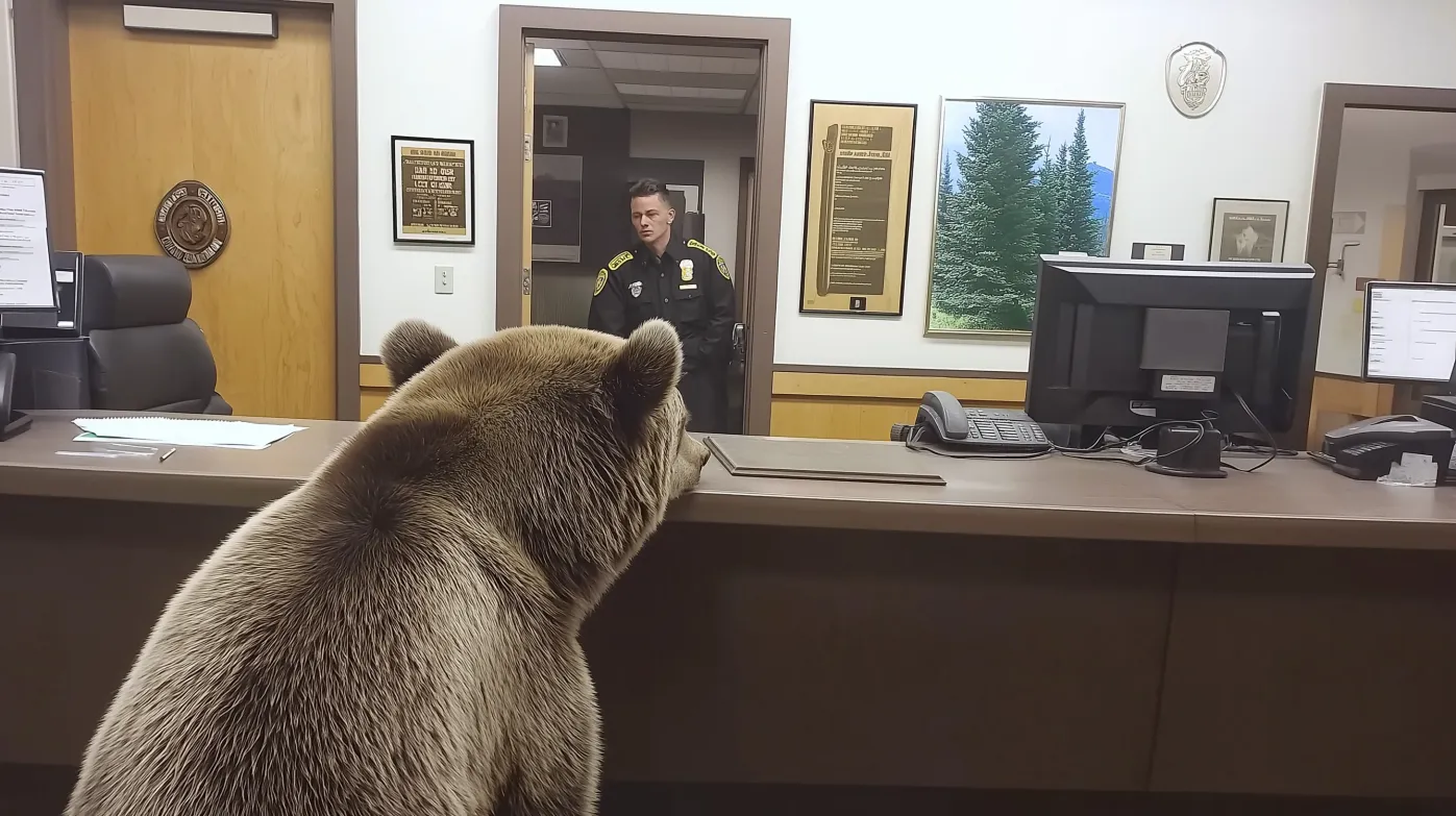 Bear Walks Into Police Station – What It Left Behind Left Officers Speechless!