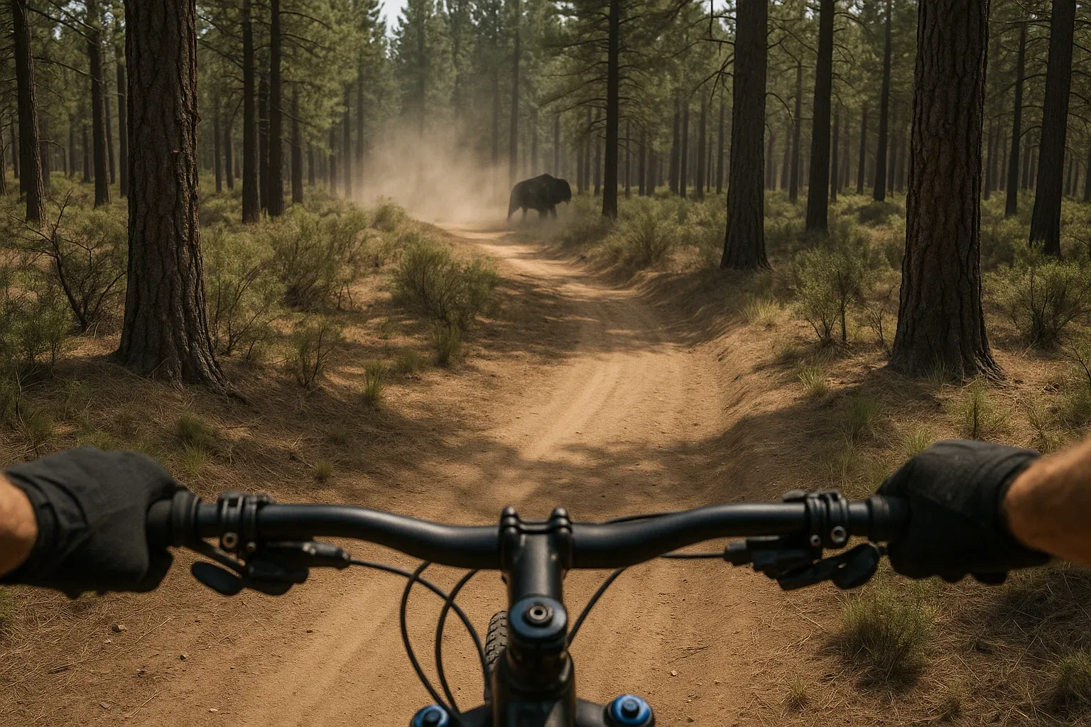 Helmet Cam Captures Mountain Biker's Terrifying Encounter with 'Charging Beast'