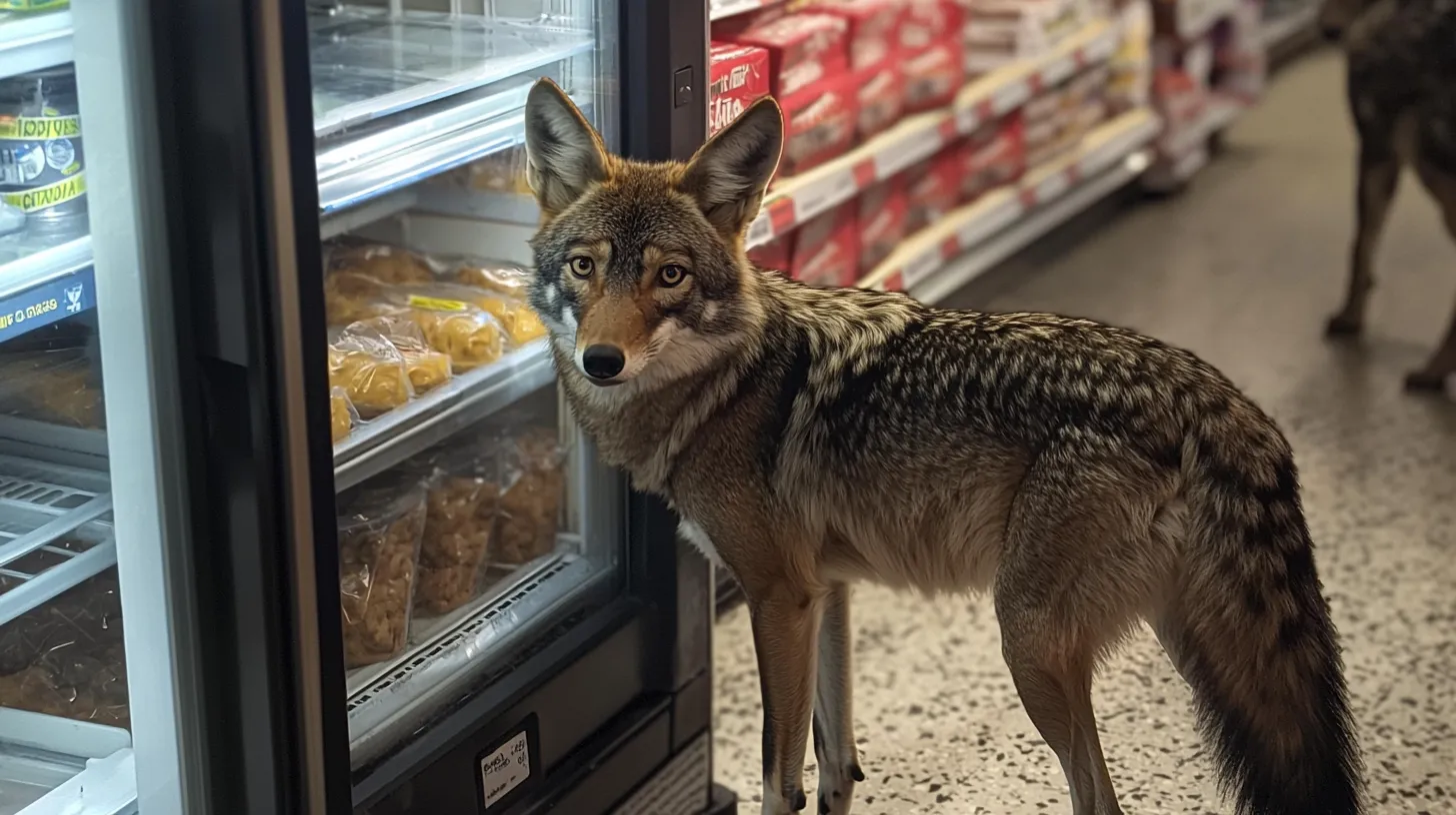 Coyote Hides Something in Supermarket Fridge – Officer Stunned by What It Was Trying to Protect