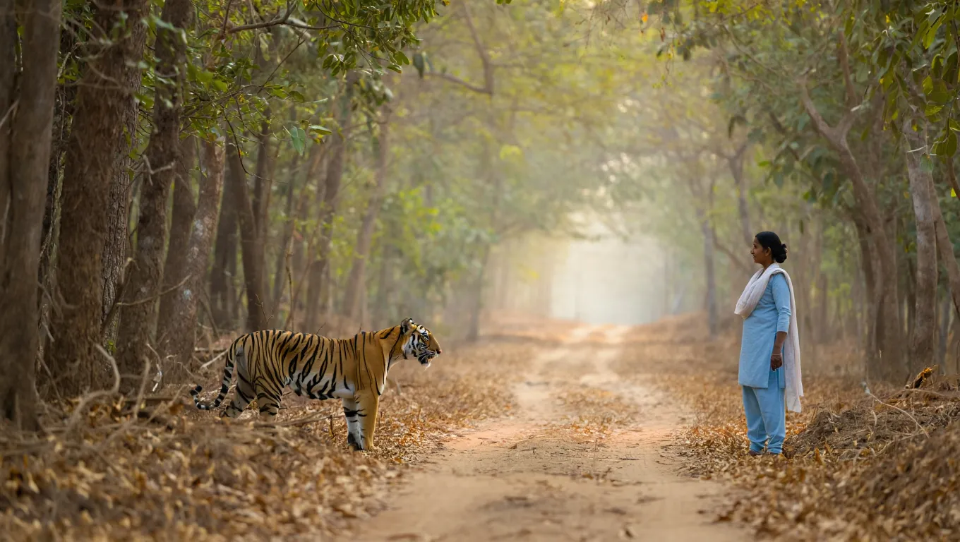 Tiger Blocks Hiking Trail – Woman Goes Pale When She Sees What It Was Hiding