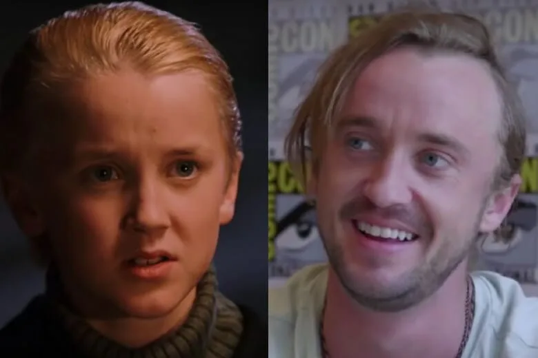 Tom Felton then and now