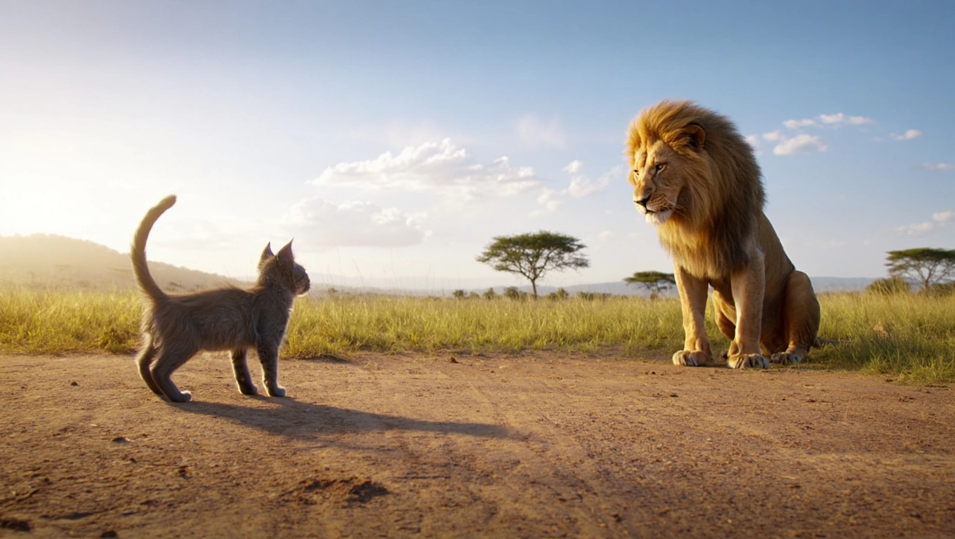 Lone Cat Ventures Into Lion Territory – What the Lion Does Next Stuns Everyone
