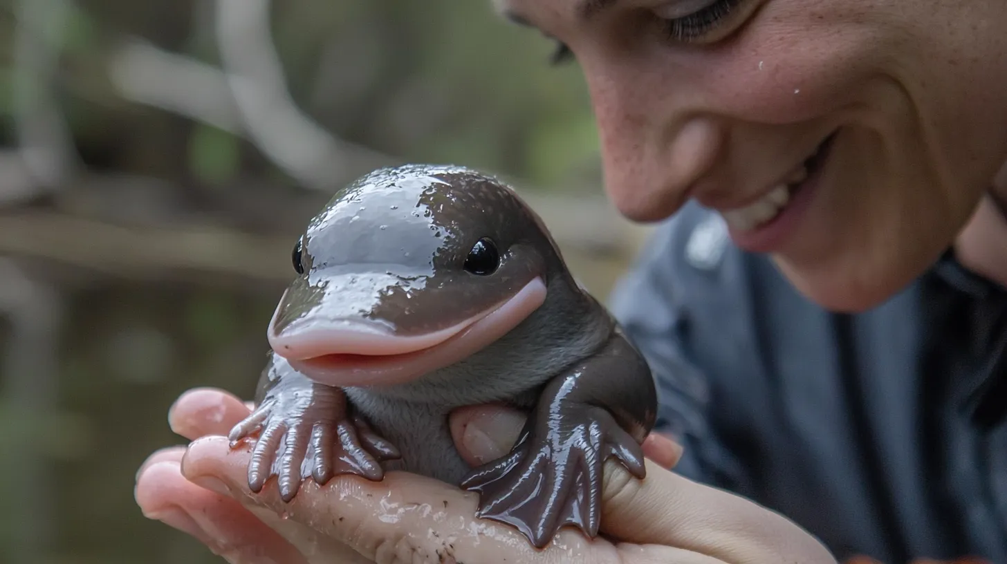 An expert examining the small animal