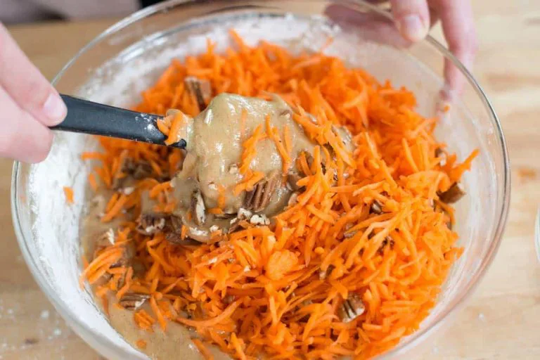Mixing carrot cake batter