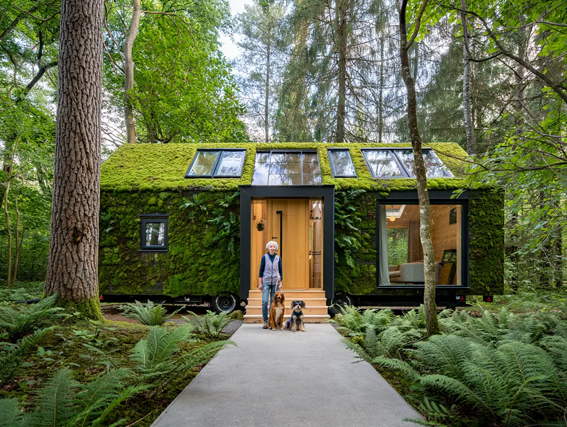 An Elderly Woman Lives in a Moss-Covered Tiny House – Step Inside to See the Surprising Interior