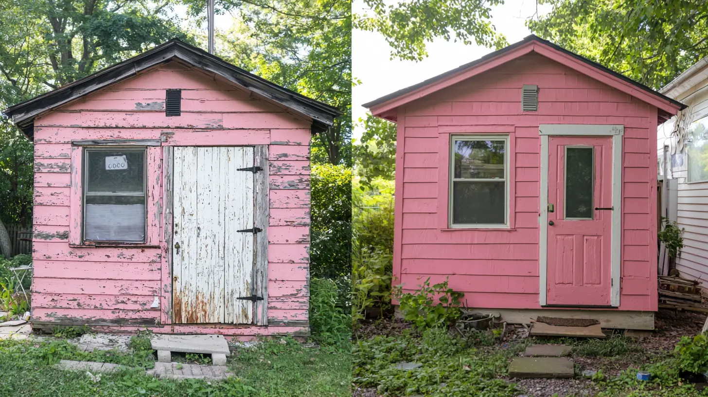Woman Transforms Garden Shed into a Charming Pink Home