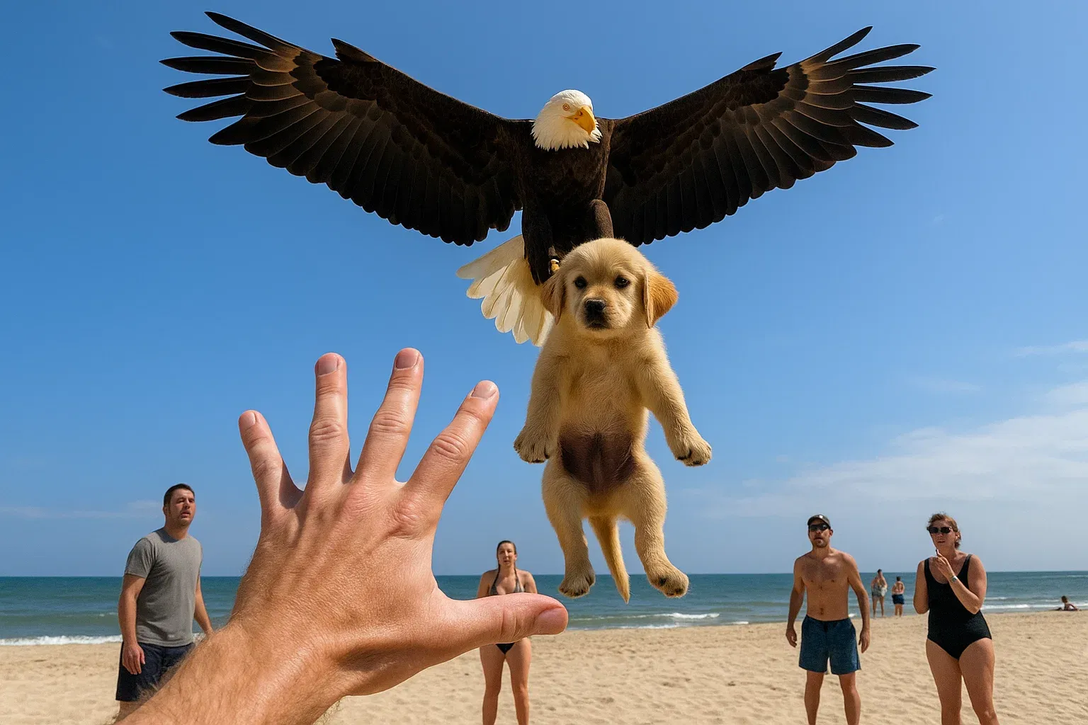 Eagle Snatches Puppy During Beach Walk — What Happens Next Leaves Onlookers Stunned