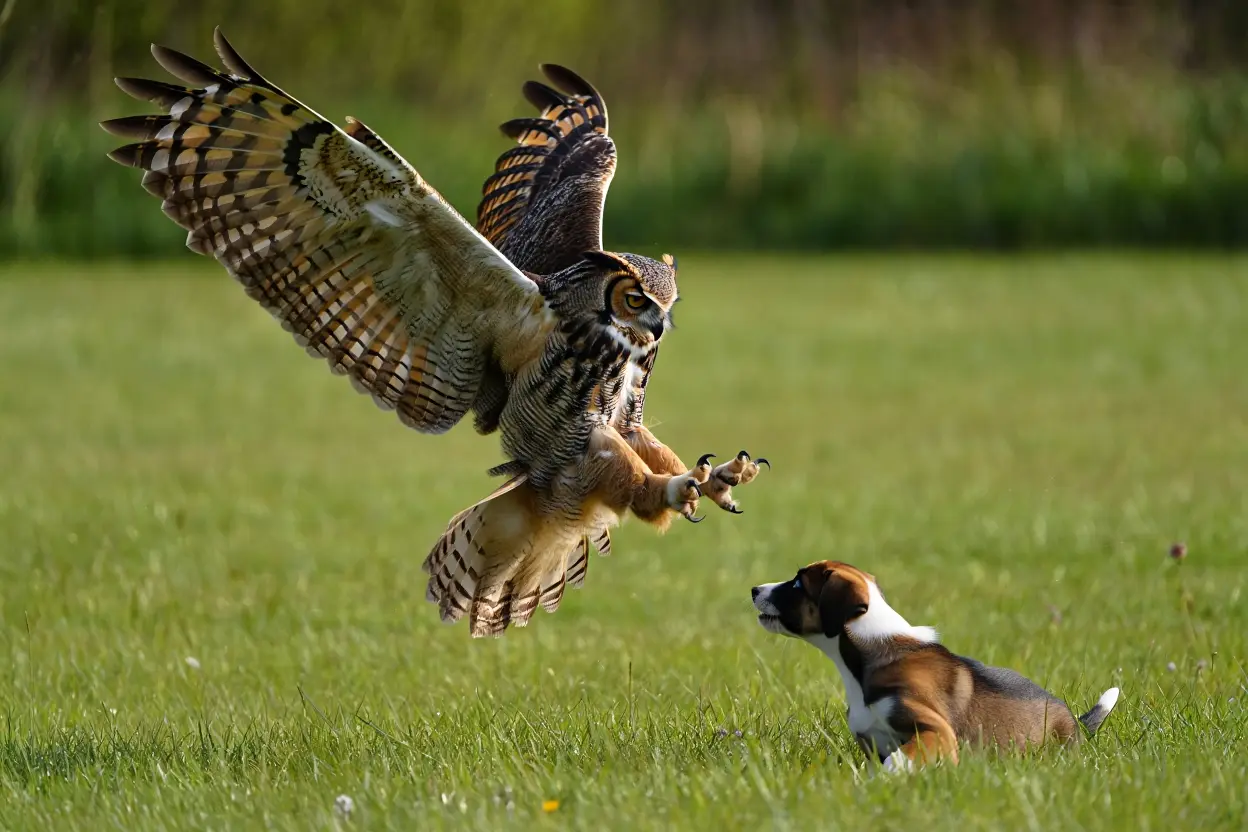 Owl Snatches Puppy from Backyard – Neighbors Stunned by Unlikely Friendship