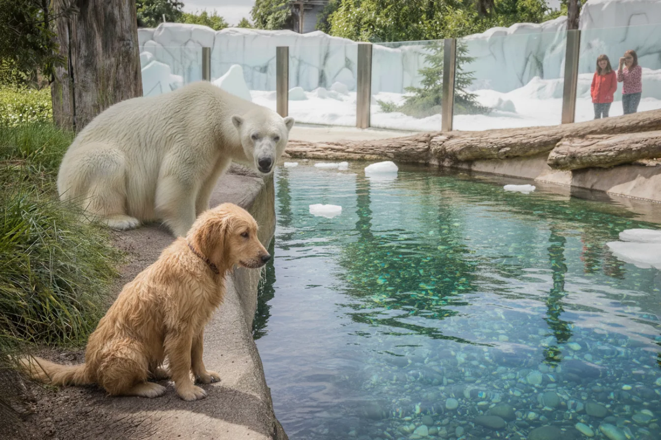 Puppy Sneaks Into Polar Bear Habitat – Zookeepers Stunned by Unexpected Turn of Events