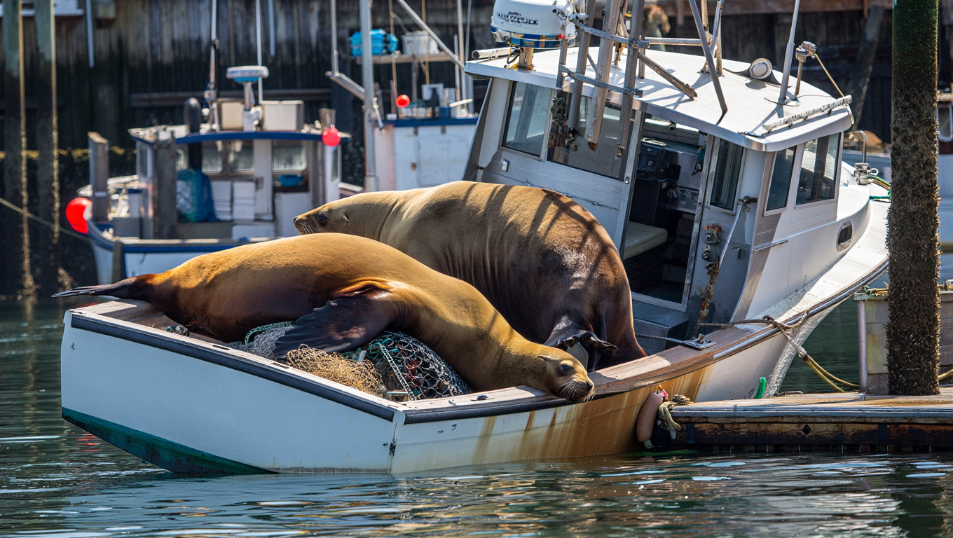 Two Giant Sea Lions Refuse to Leave Small Boat – What Locals Discover Inside Explains Everything