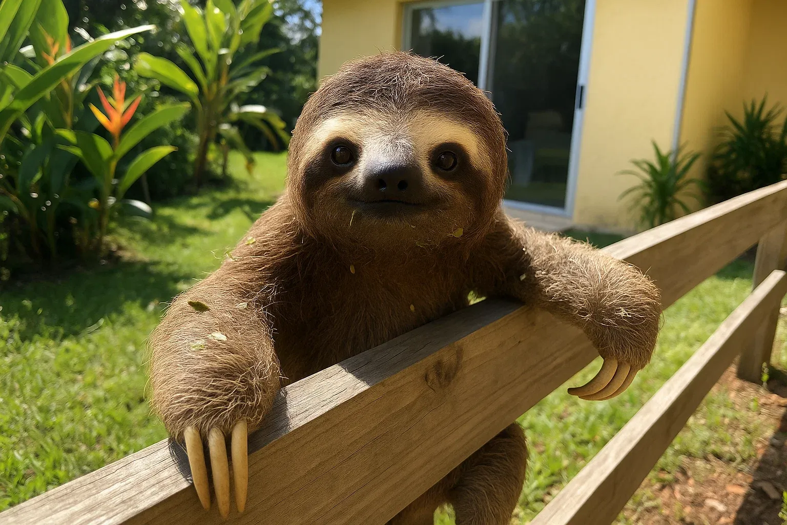Mysterious Sloth Appears at Back Door Every Morning – The Secret It Was Guarding Left the Family Stunned