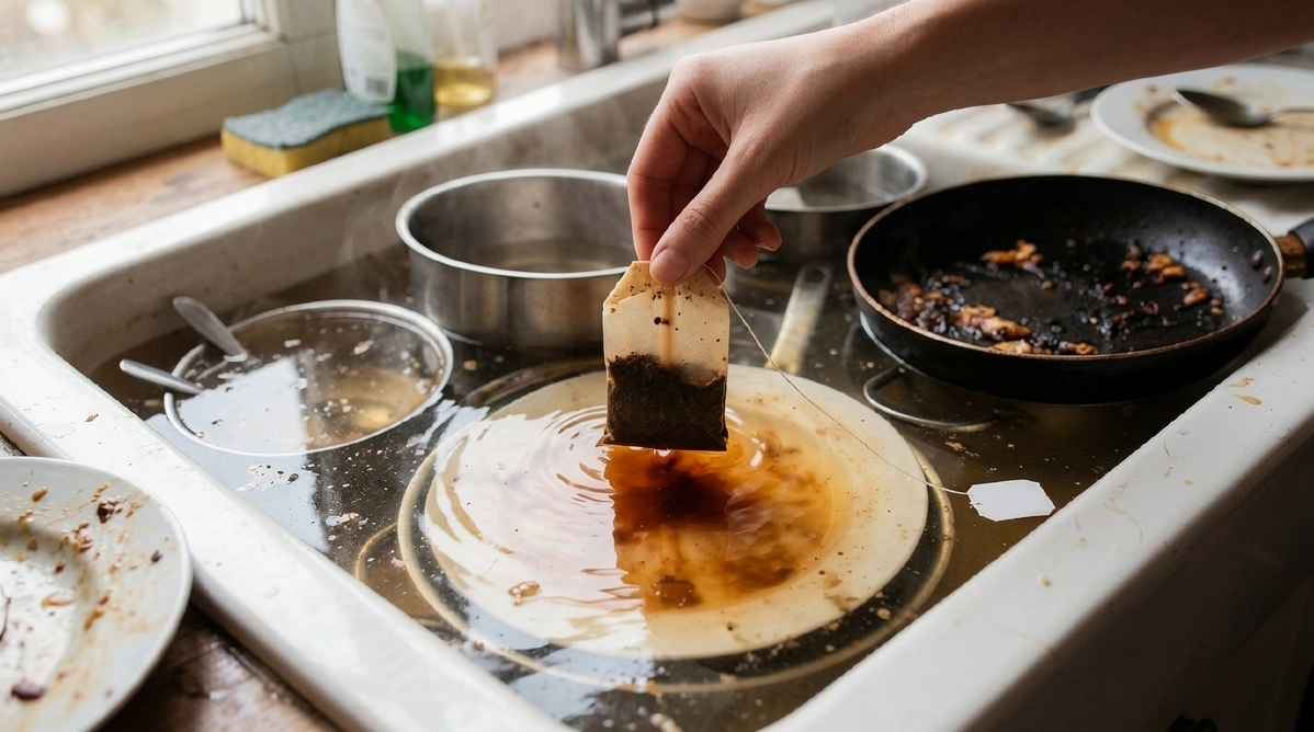 The Surprising Tea Bag Trick That Makes Dish Scrubbing a Breeze