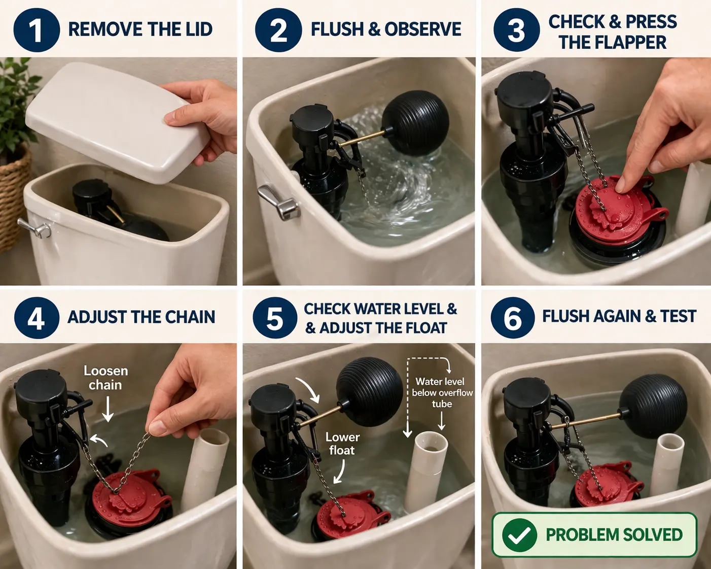 Toilet tank adjustment