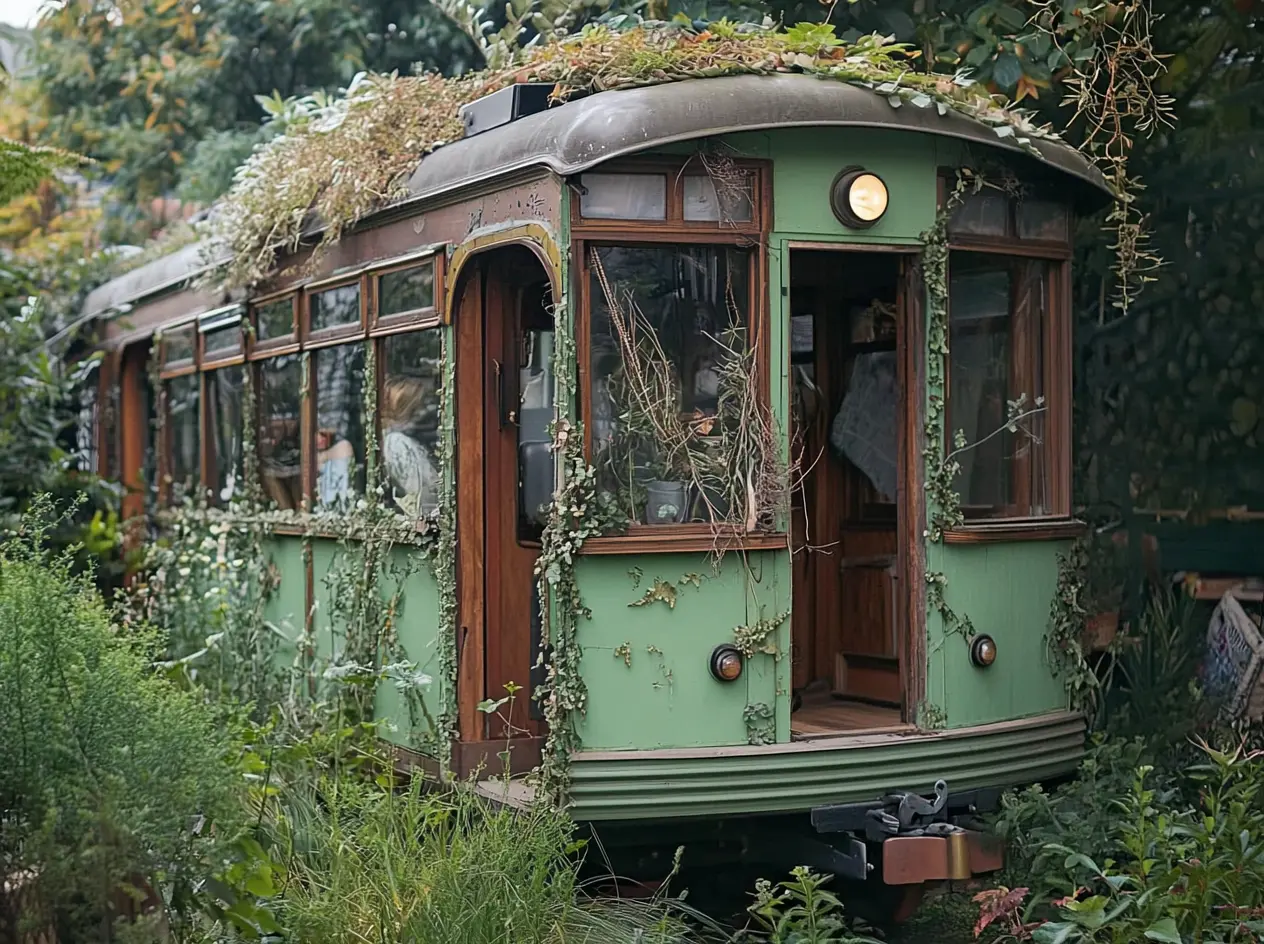 21-Year-Old Turns Abandoned Tram Cart into a Stunning Tiny Home – Wait Until You See the Interior!