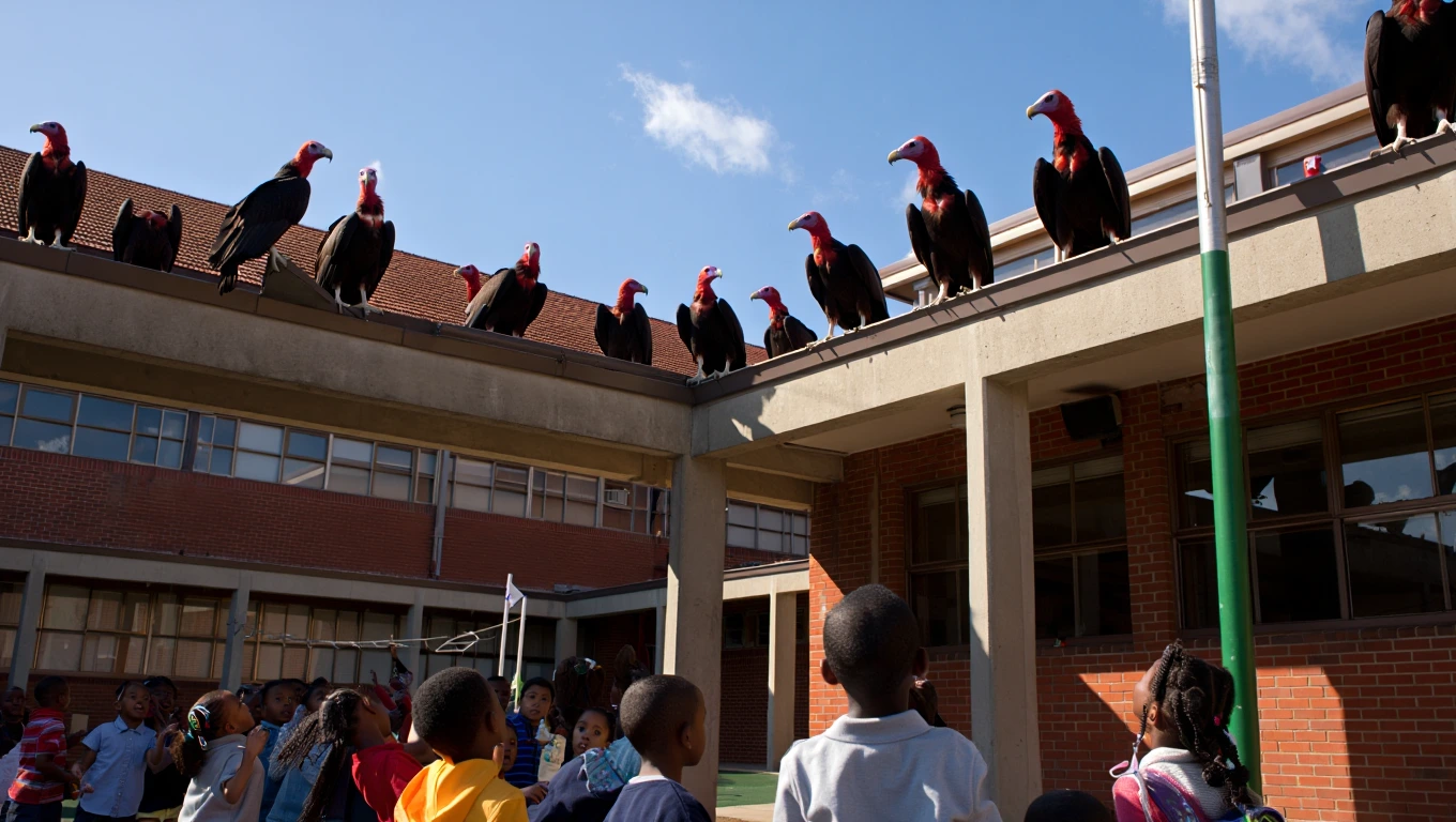 Flock of Vultures Descends on School Roof – What They Surround Leaves Everyone Speechless