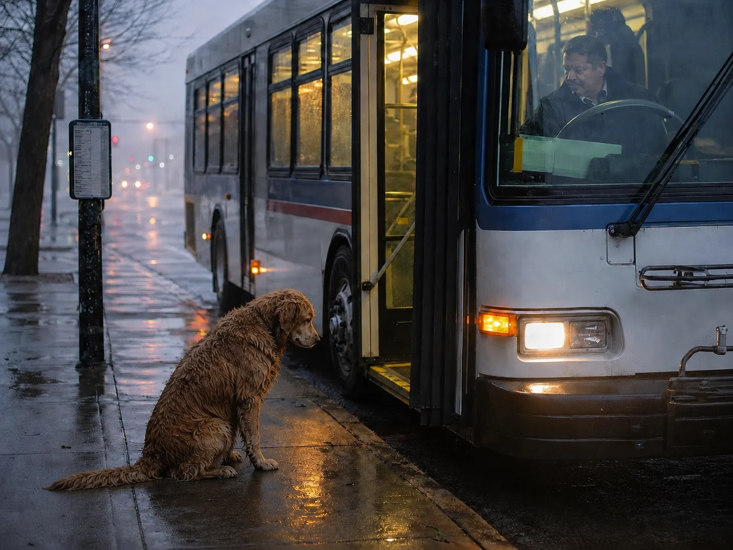 Faithful Dog Waits at Bus Stop Daily – Bus Driver Discovers the Heartbreaking Reason