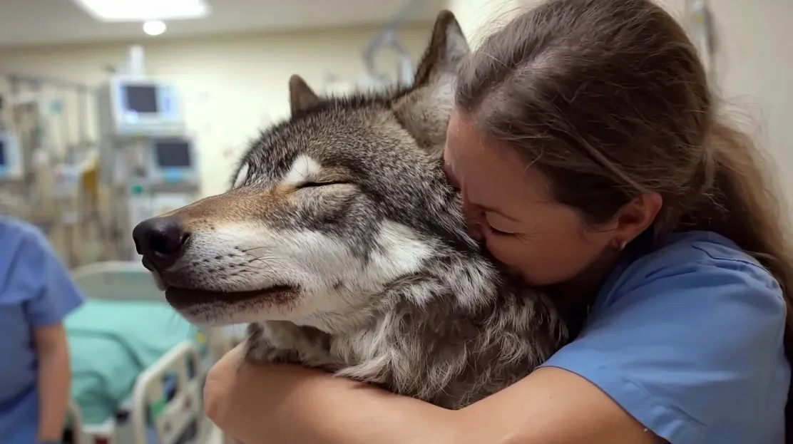 Wild Wolf Breaks into Hospital, Nurse Moves to Tears by What It Held in Its Mouth