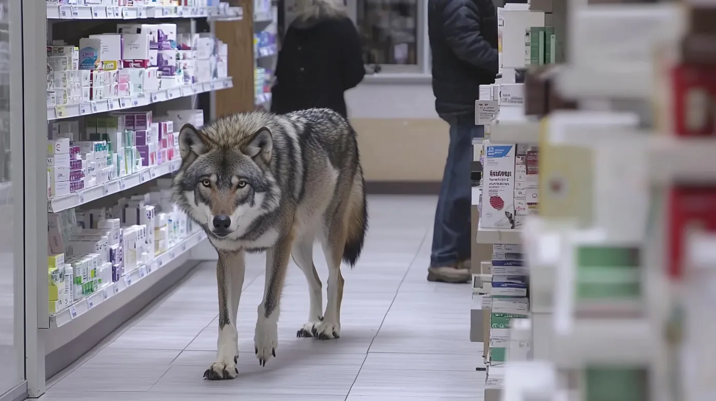 Wolf Walks Into a Pharmacy and Delivers a Shocking Surprise to the Pharmacist