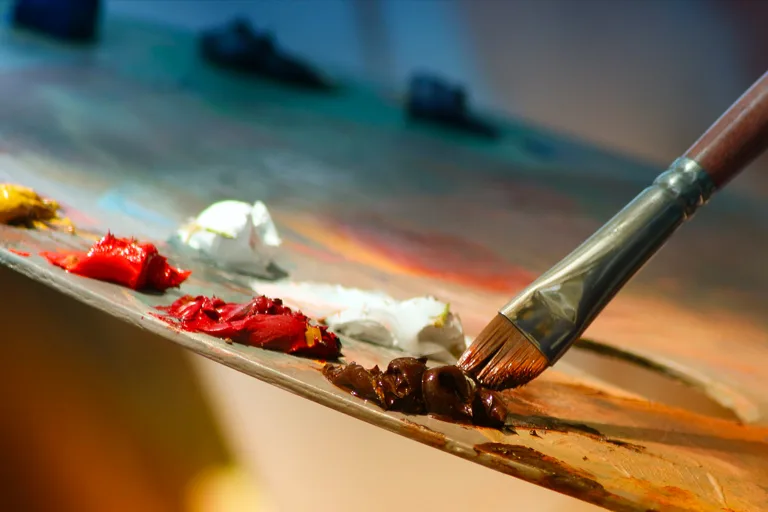 A painting being examined