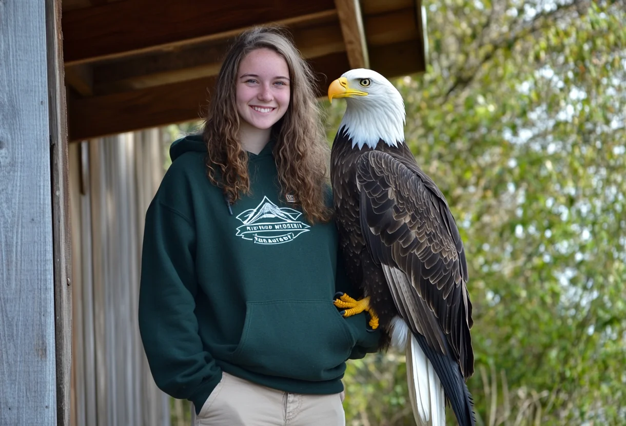 A 21-Year-Old Woman Shares Her Home with a Pet Eagle