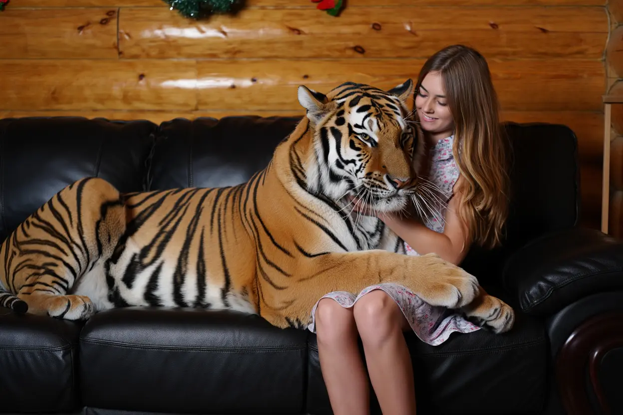 21-Year-Old Woman Shares Her Home with a Pet Tiger